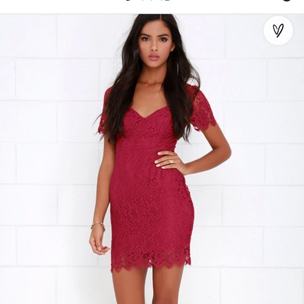 Lulu’s What in Carnation Berry Red Lace Dress | Small | NWOT